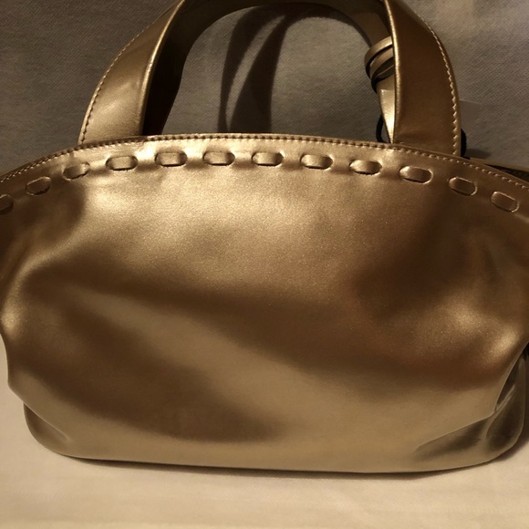 Gorgeous Furla gold patent leather handbag, cosmetics case and wallet set - Picture 2 of 12